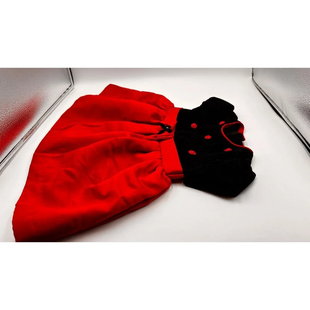 Youngland Baby Girl Red Black Velvet Rose Dress Bloomers Bow 18M Valentine dress